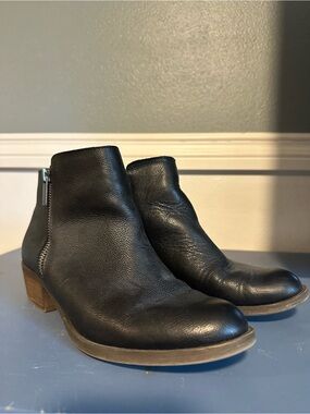 kenzie Black Leather Ankle Boots with Side Zip